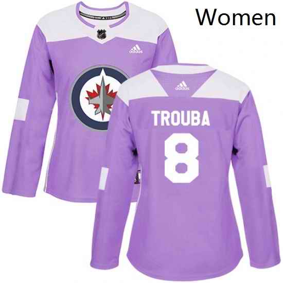Womens Adidas Winnipeg Jets 8 Jacob Trouba Authentic Purple Fights Cancer Practice NHL Jersey